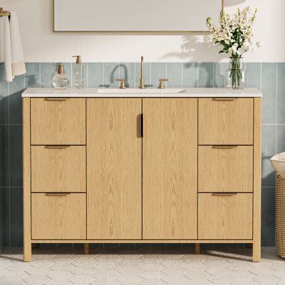 Meuble-lavabo autoportant avec lavabo en céramique