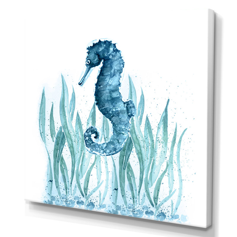 Blue Art Seahorse - on, H 16 po x l 16 po x P 1 po, Toile tendue