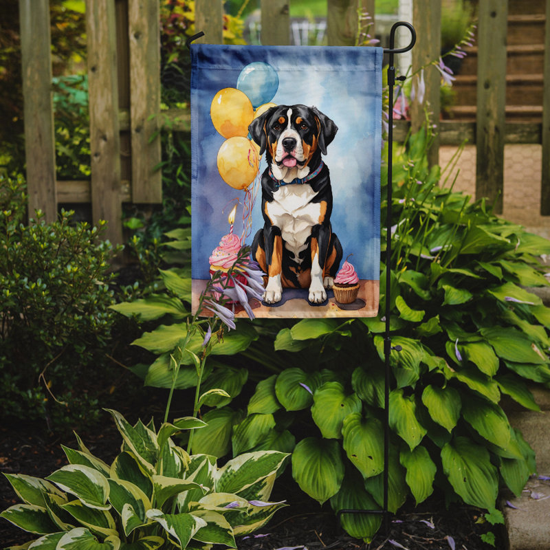 Drapeau de jardin «Happy Birthday», Grand bouvier suisse