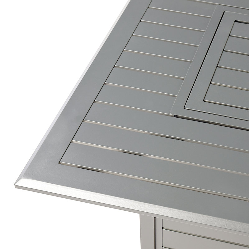 Zooey Rectangle Aluminum Propane Smokeless Fire Pit Table with Hidden Fuel Tank, Gray