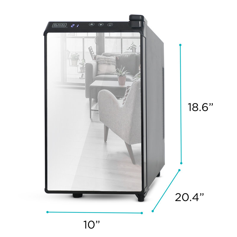 BD6 Series BLACK+DECKER Wine Cooler 8 Bottle, Wine Fridge Thermoelectric with Mirrored Front