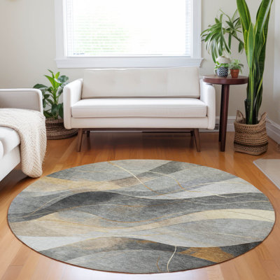 Tapis intérieur / extérieur gris lavable à la machine 8 pi x 10 pi ACN1668