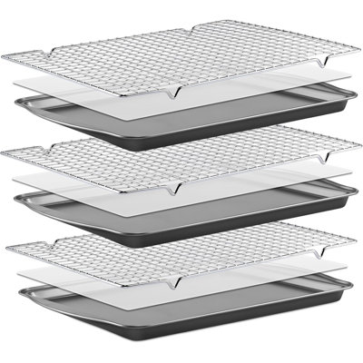 106-Piece Baking Sheet Set with Cooling Racks & Parchment Paper – Non-Stick Carbon Steel Cookie Sheet Set