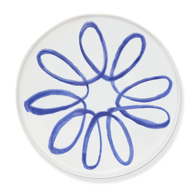 Plat de service Hartley - blanc / bleu - 12,6 po