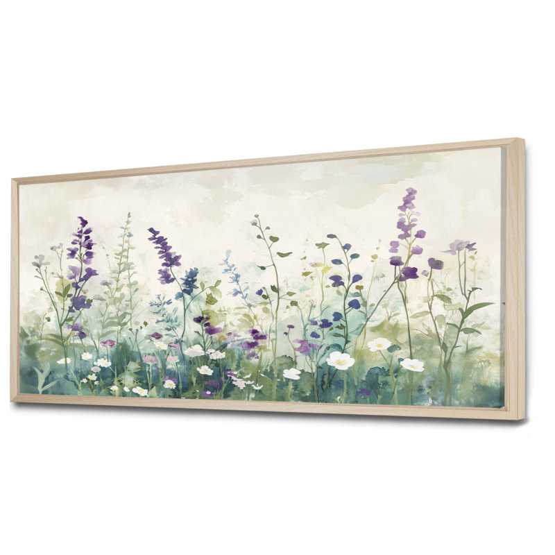 Prairie de lavande sauvage - Tableau sur toile de fleurs sauvages, H 28 po x l 60 po, Cadre naturel flottant