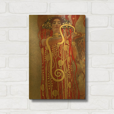'Hygieia' By Gustav Klimt Gold Metal Wall Art, 12" x 16"