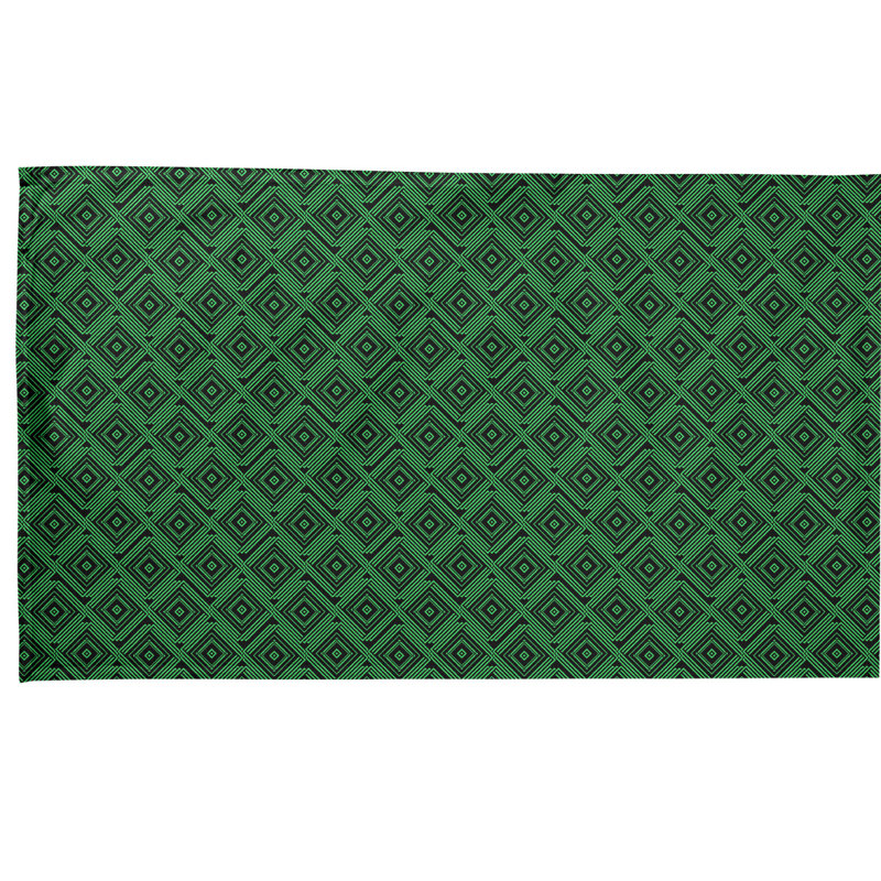 Serviette de thé à labyrinthe carré, Polyester sergé, Vert