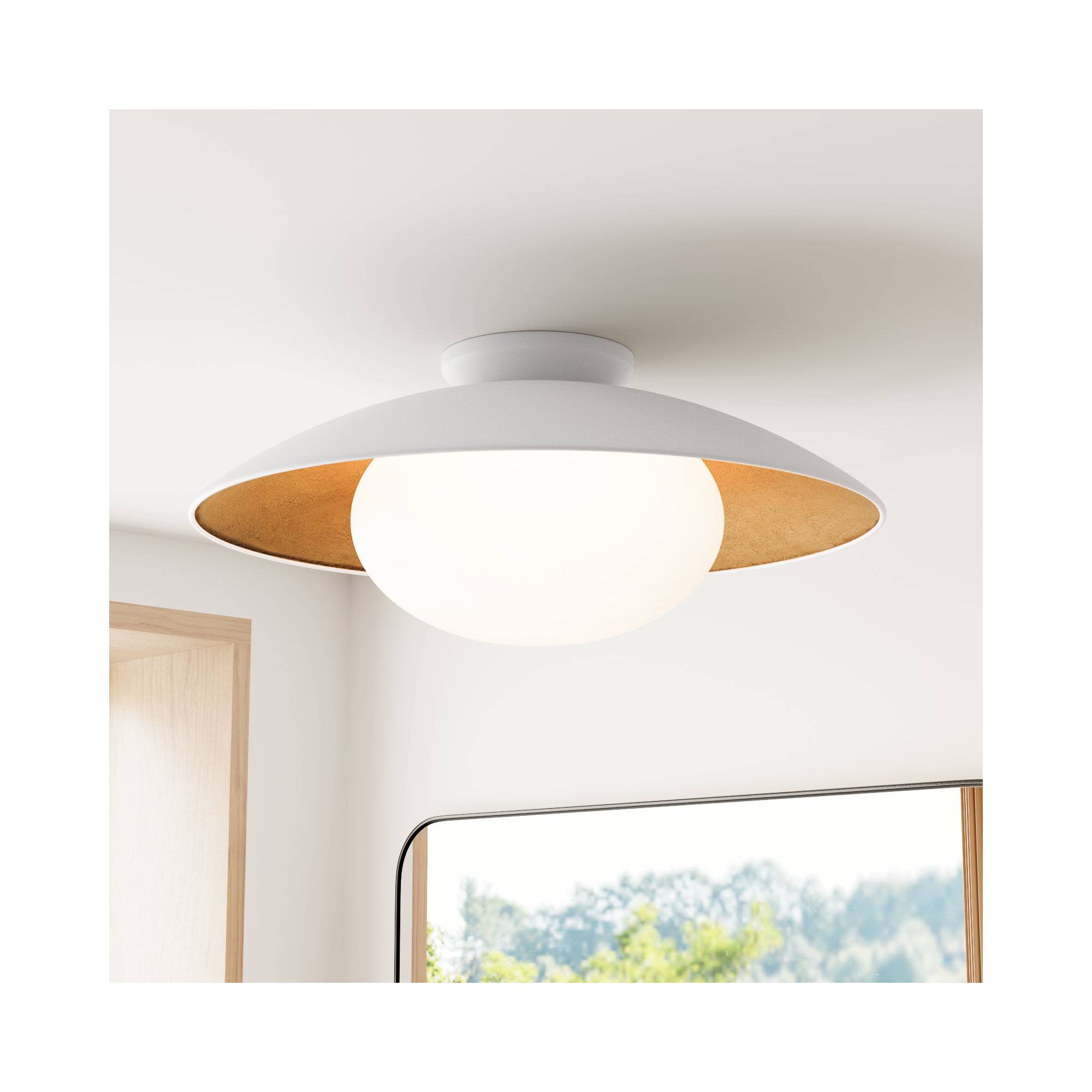 Jason Single Light Flush Mount, White Lustro, 9'' H x 21'' W x 21'' D
