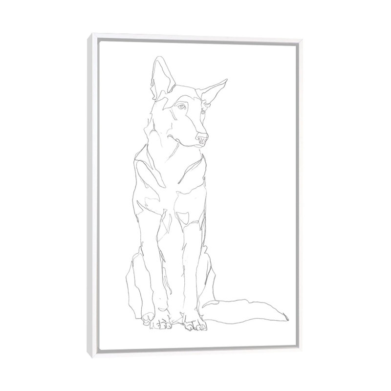 «Dog Contour I» par Ethan Harper - reproduction d'art, H 48 po x l 32 po x P 1,5 po, Toile blanche encadrée, Pas de tapis