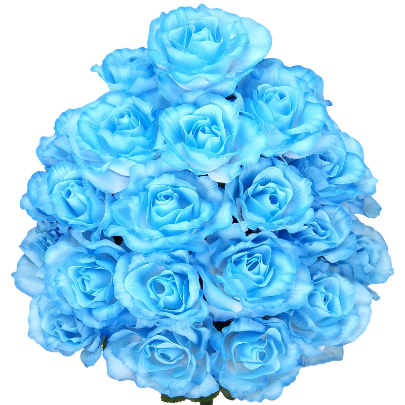 Bouquet de rose artificielles en fleurs, Bleu pâle