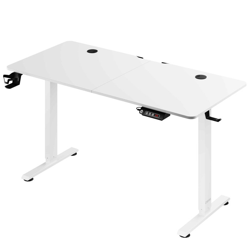 Adjustable Metal Base Writing Desk, 73cm H x 140cm W x 60cm D, White