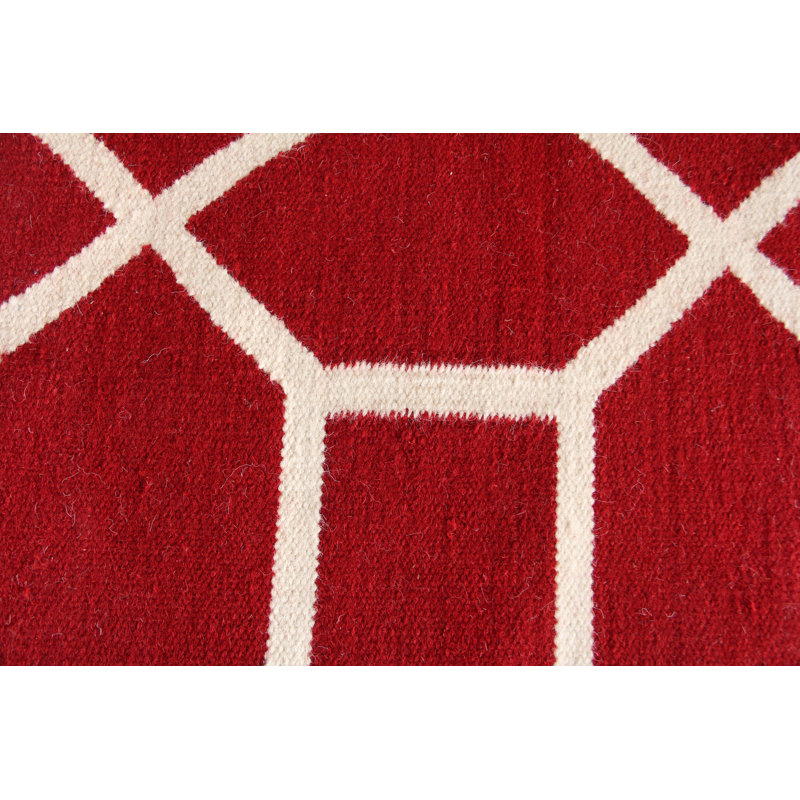 Wool Geometric Area Rug, Rectangle 5' x 8'