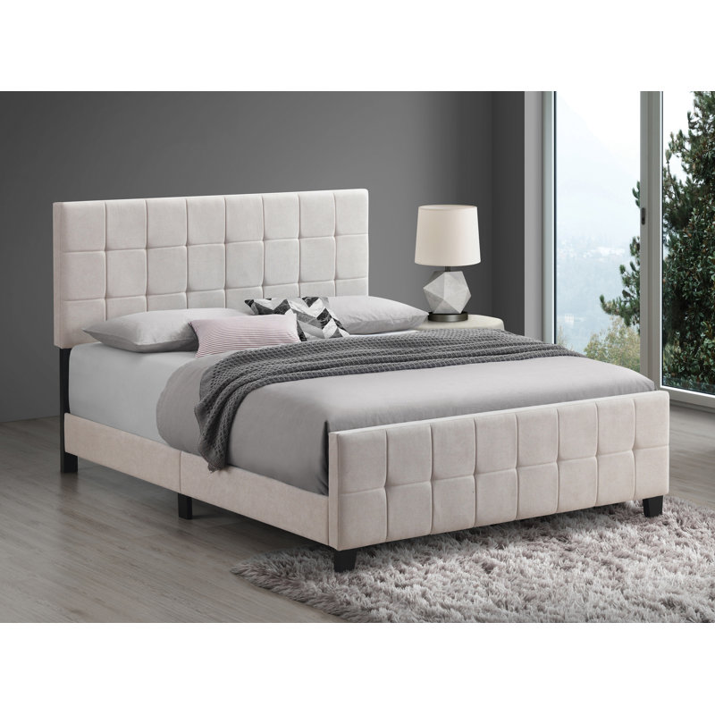 Auerbach Tufted Upholstered Low Profile Platform Bed, Beige, Twin