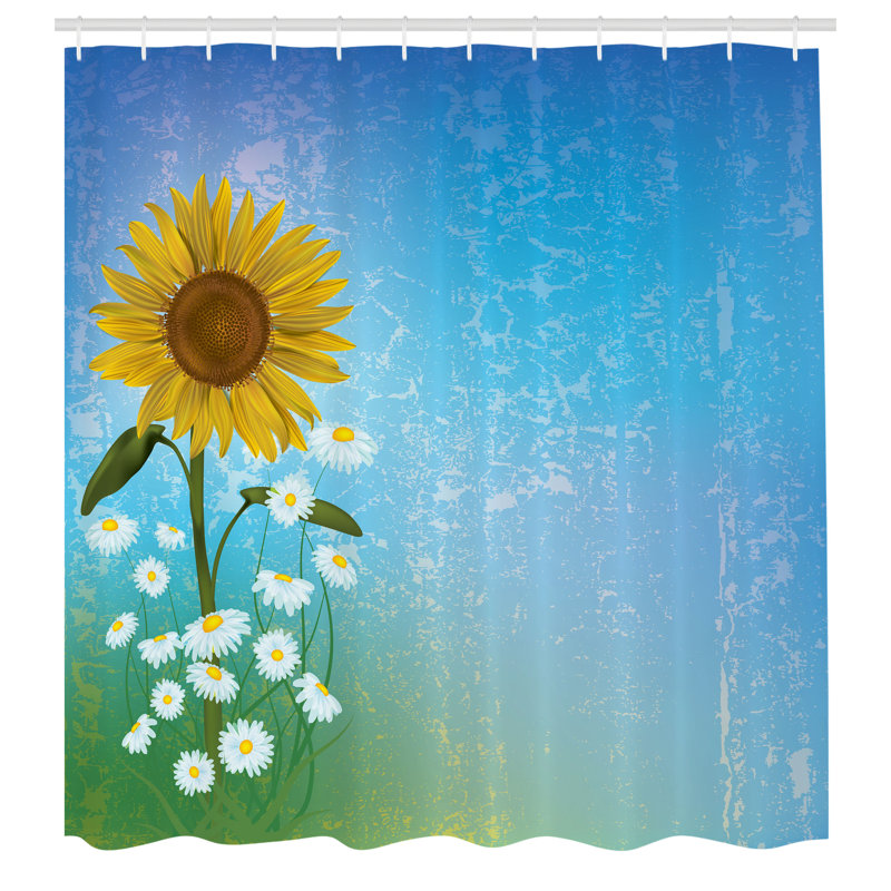 Ensemble de rideau de douche et crochets Sunflower, H 84 po x l 69 po