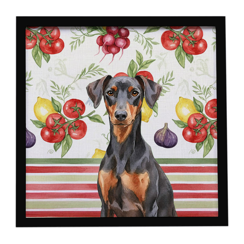 «German Pinscher Légumes», reproduction d'art encadrée