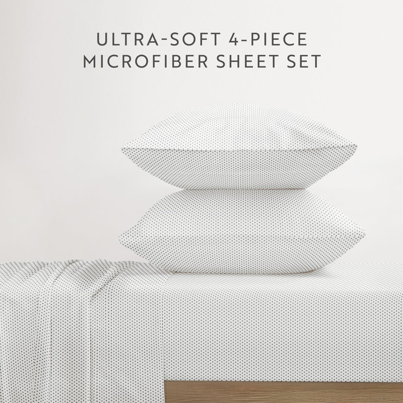 Stippled Dot Pattern Microfiber Sheet Set, California King, Gray