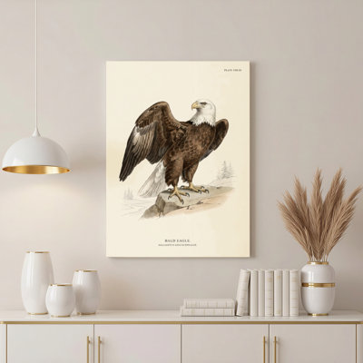 Art mural en toile noyer doré encadré pour le salon, la chambre à coucher, le bureau ou le vestibule - décoration murale décorative avec aigle à tête blanche