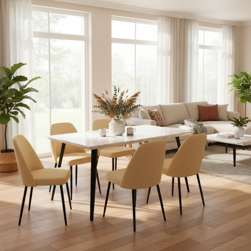 Metal Base Dining Table, White