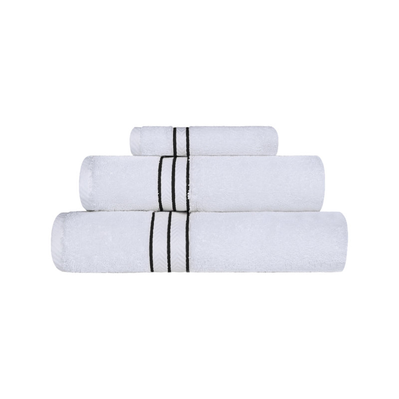 Hotel Turkish Cotton 3-Piece Towel Set, Ultra-Plush & Luxury Weight, Black