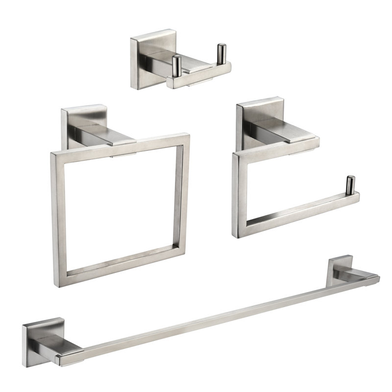 4 - Piece Bathroom Hardware Set, Brushed Nickel