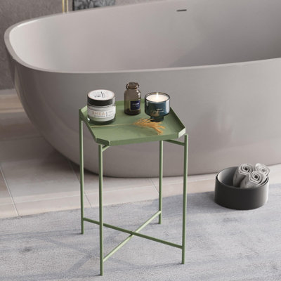 Table basse moderne moderne de 18,1 po x 22,0 po x 18,1 po | Fabrication 100% métal, conception légère: 6,9 lb | Couleur unie élégante, parfaite pour le salon ou les espaces contemporains, décor durable et tendance