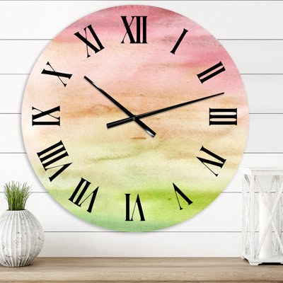 Abstract Sunset With Pink Beige and Green - Modern wall clock