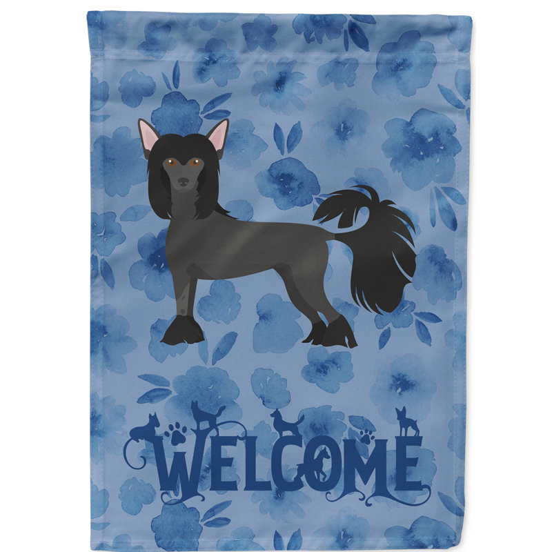 Caniche en polyester à 2 côtés 40 x 28 po standard welcome drapeau maison, Chien chinois à crête 2