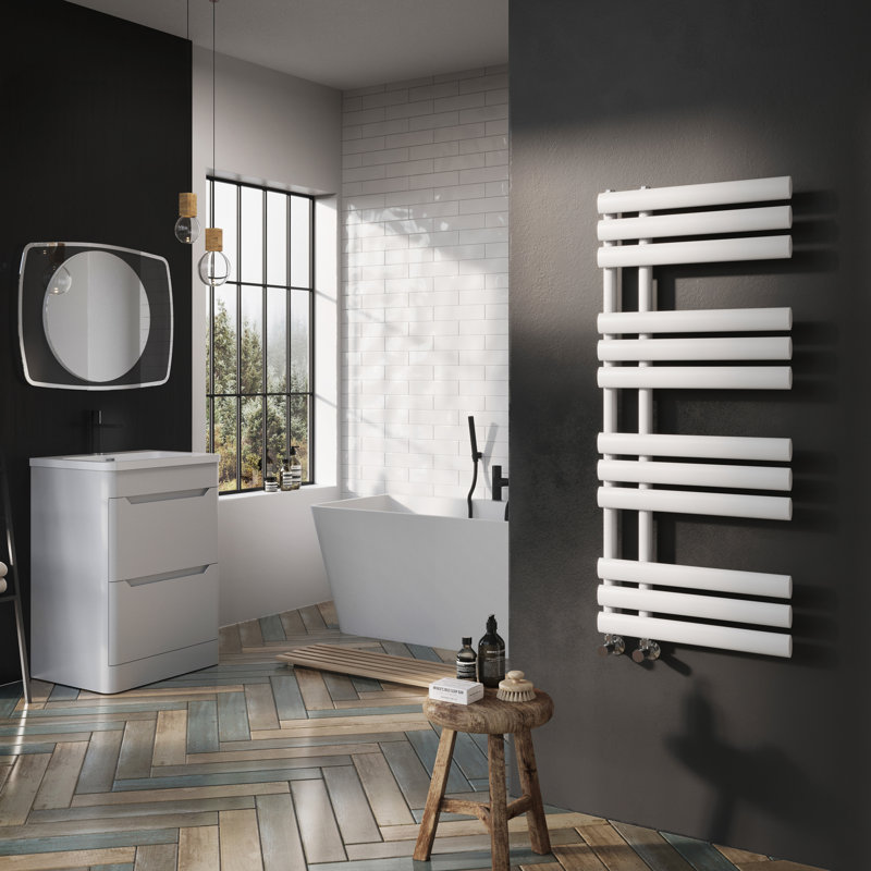 Flat Panel Towel Rail Heated Towel Rails, White, 113cm H x 50cm W x 56cm D