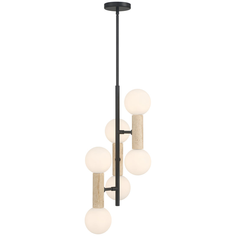 Stone 6 Light Pendant - Travertine Finish