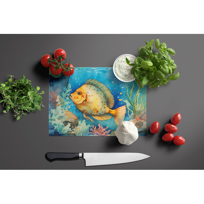 Flounder Glass Cutting Board Large