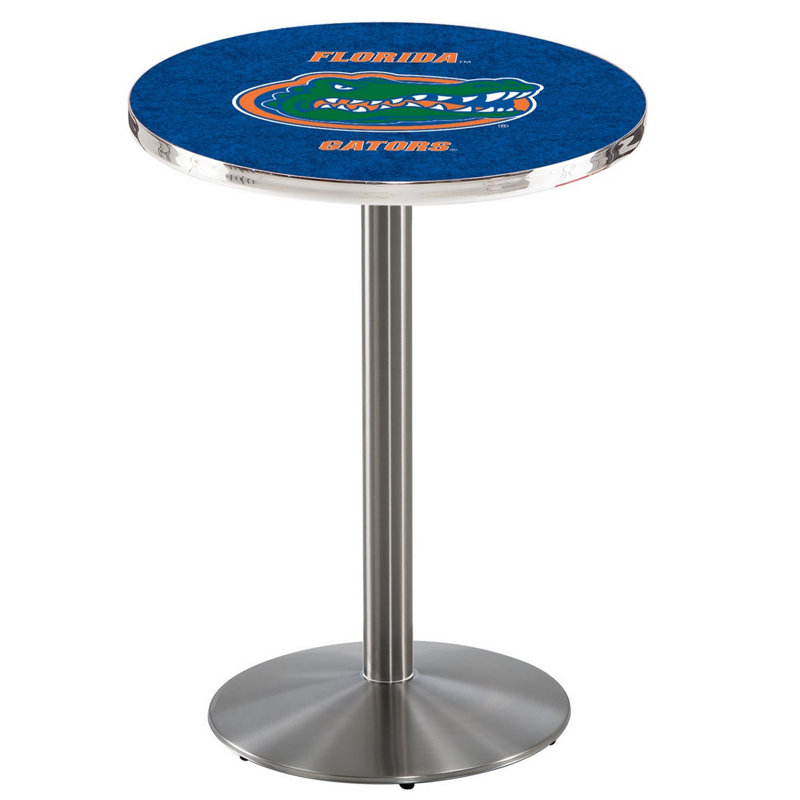 Round Metal Base Dining Table, Stainless Steel, University of Florida