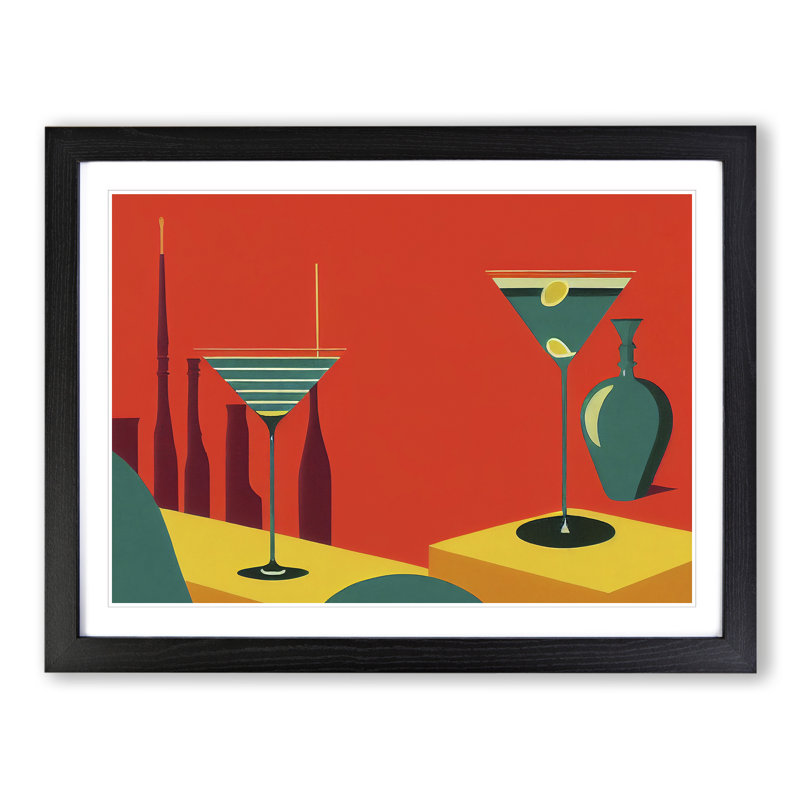 Retro Cocktail Vol.7 - Single Picture Frame Painting, Black Framed, 25cm H x 34cm W x 2cm D
