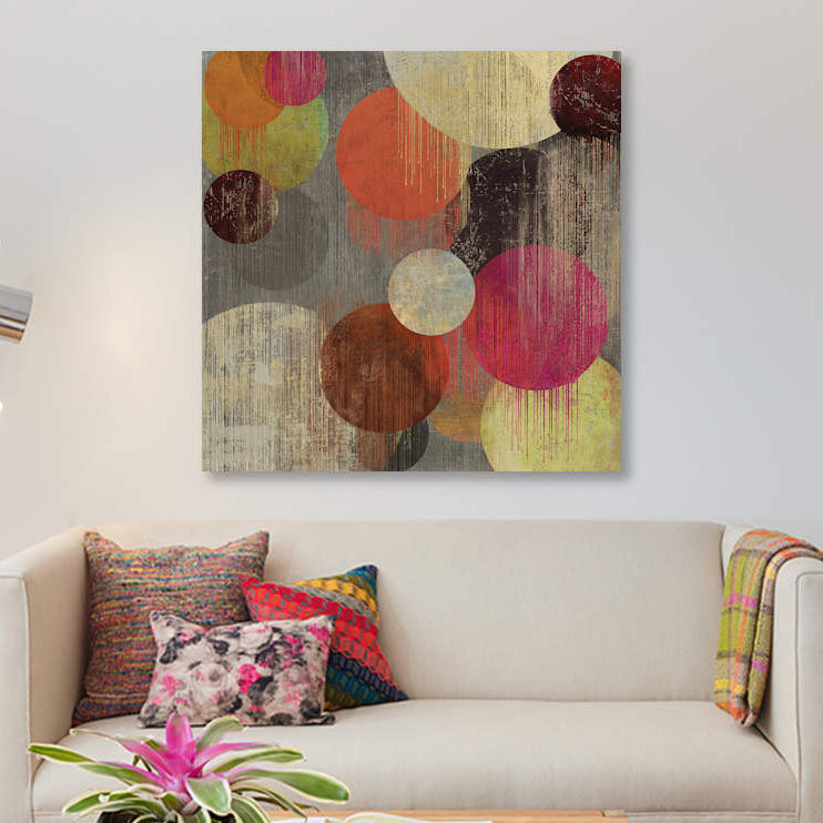 « magenta bubbles ii », impression sur toile, H 26 po x l 26 po x P 1,5 po, Pas de tapis, Toile tendue