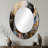 Abstract Golden And Pink Infinity Circles VI - Gold Modern Oval Wall Mirror-1718763877
