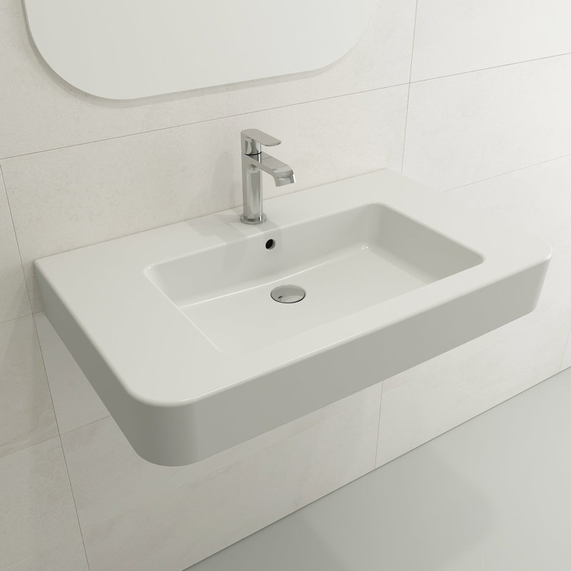 Parma 33.27'' L Bathroom Sink, Matte White, Single-Hole