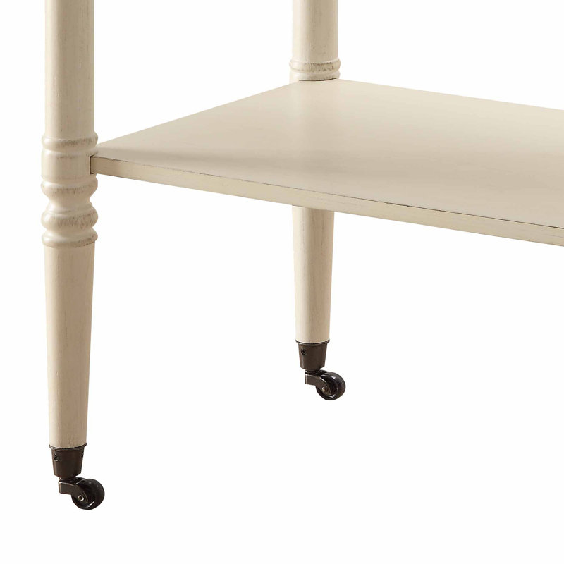 Frisco Rectangular Bar Cart with Caster Wheels, Antique White