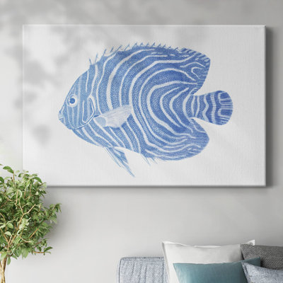 «Blue and White Tropical Fish II», toile tendue avec châssis