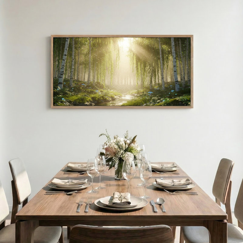 «Sunlit Forest», reproduction d'art sur toile encadrée de 1 48 po x 24 po, 48 x 24 pouces