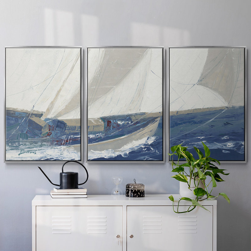 Port to port, reproduction sur toile 3 pièces, H 24 po x l 48 po x P 2 po, Argent