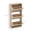 HOMCOM Slim Shoe Storage Cabinet with 3 Flip Drawers, Oak Wood Grain