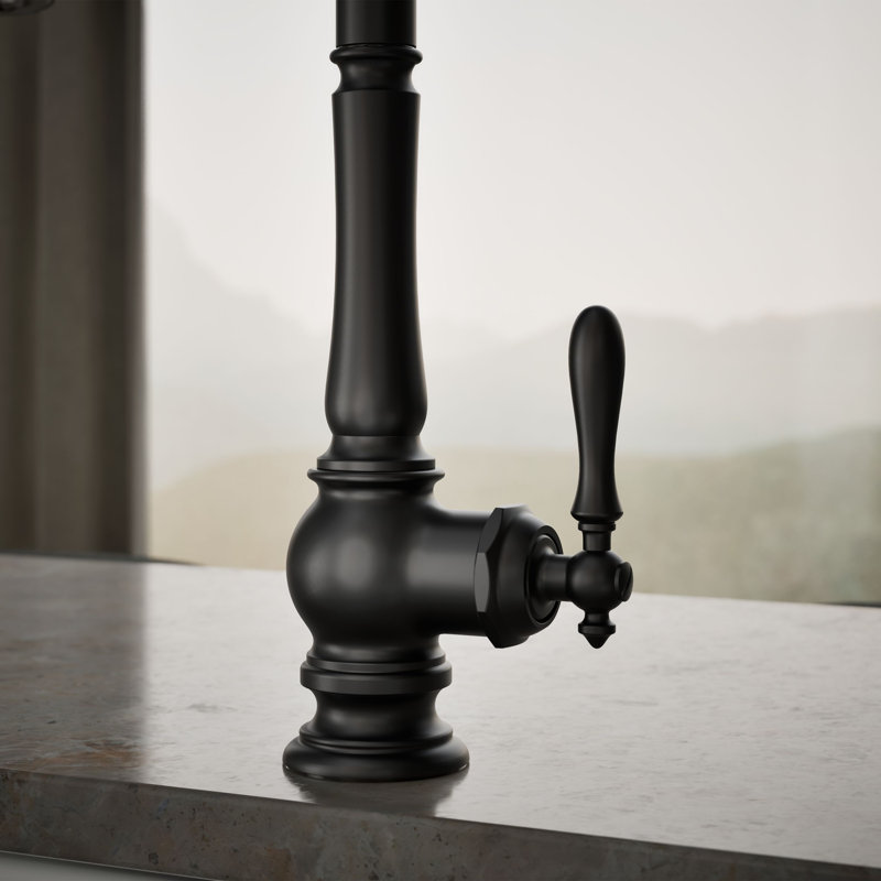 Artifacts® Pull Down Single Handle Kitchen Faucet, Matte Black