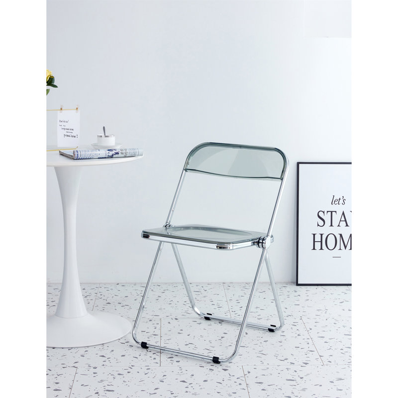 Chaise de salon pliante transparente en plastique transparent, Gris