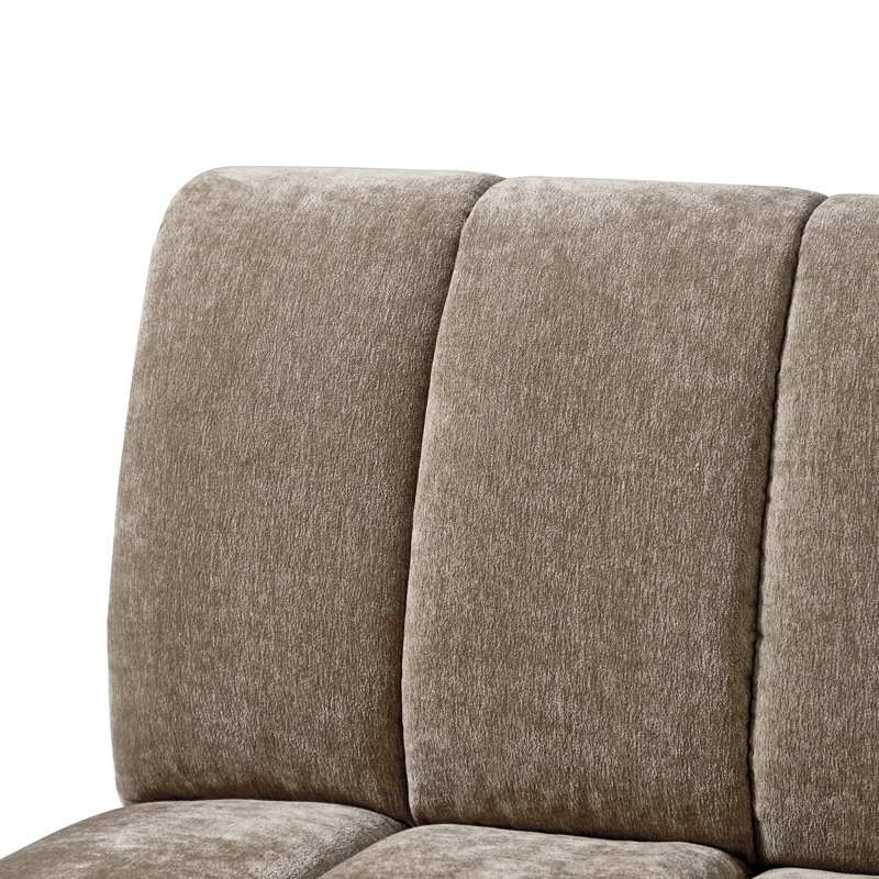 Ensemble de canapé modulaire en chenille 4 pièces 112 po Shalon, Selle de cuir