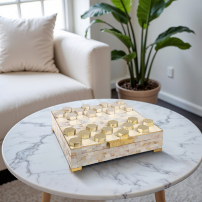 Sagebrook Home 15X15 Bailee Mother Of Pearl Checker Box Set