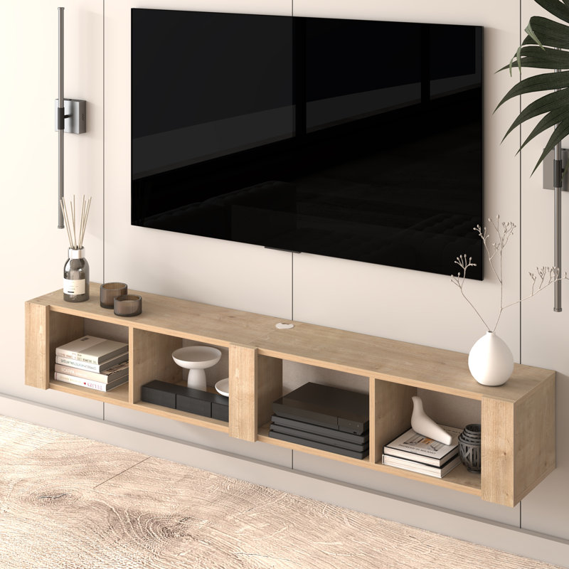 Aven Tv Stand For Tvs Up To 78" With Open Shelves, Beige