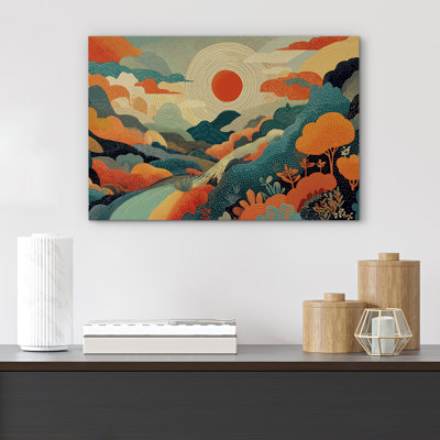 "Colorful Abstract Landscape Illustration" - très grande impression sur toile encadrée