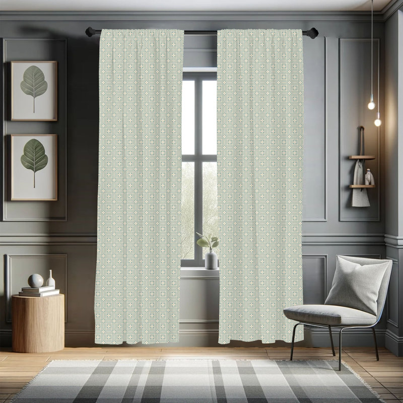 Geometric Semi-Sheer Rod Pocket Curtain Panels, 28" x 63"
