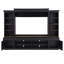 Meuble télé avec tablettes réglables, console média Mid-Century avec porte-bouteilles-129388659