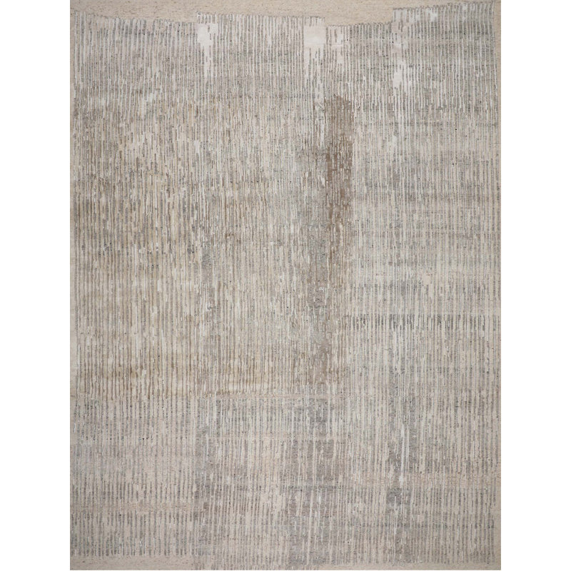 Tapis brouillard de haute qualité noué à la main, Rectangle 9 pi x 12 pi