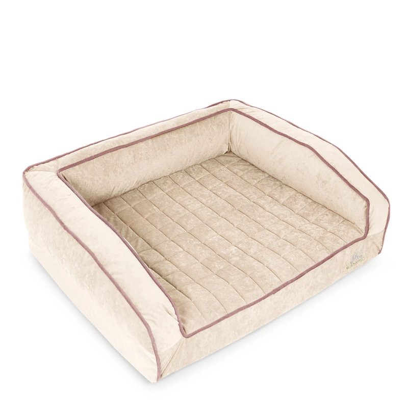 Orthopedic Suede Pet Bed, Medium (33" W x 24" D x 9" H), Champagne Beige